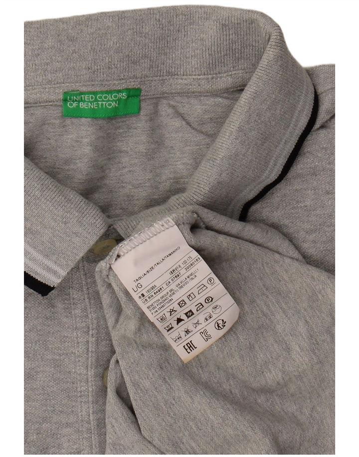 Camisa polo masculina BENETTON grande algodão cinza
