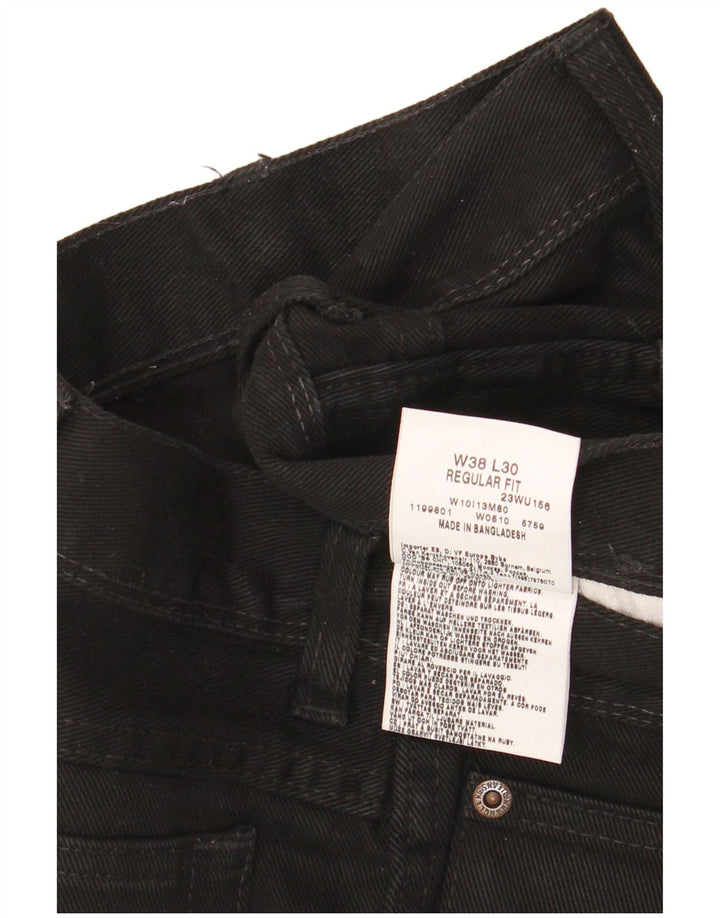 Wrangler Mens Regular Fit Straight Jeans W38 L30 Algodão Preto