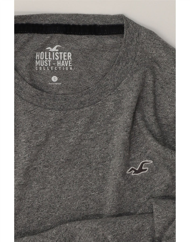 Camiseta masculina Hollister pequena cinza manchada