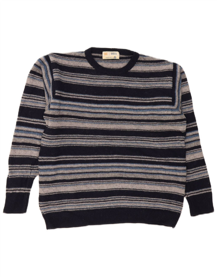 Suéter masculino Marks & Spencer com gola redonda listrado azul marinho médio