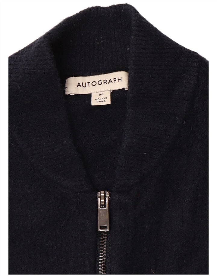 Suéter masculino Marks & Spencer Autograph Cardigan médio azul marinho
