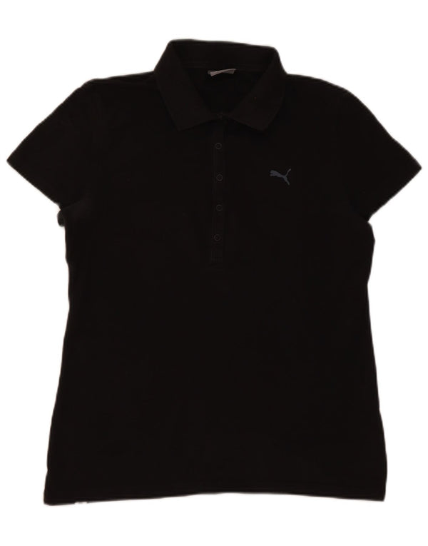 Camisa polo feminina Puma UK 14 grande algodão preto