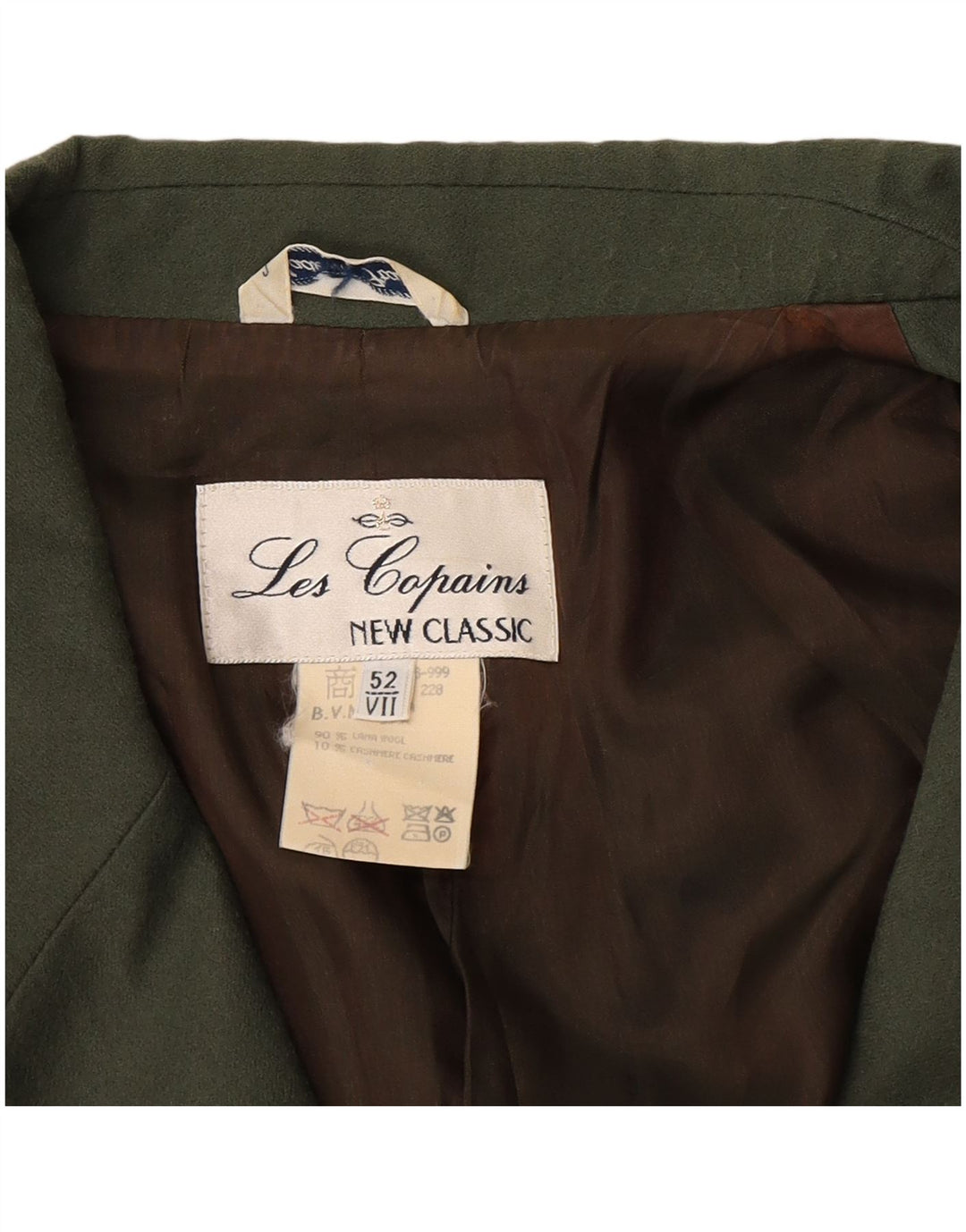 Jaqueta blazer feminina Les Copains com 2 botões IT 52 2XL lã cáqui