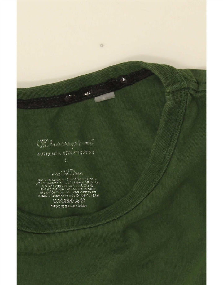 Camiseta masculina estampada Champion grande algodão verde