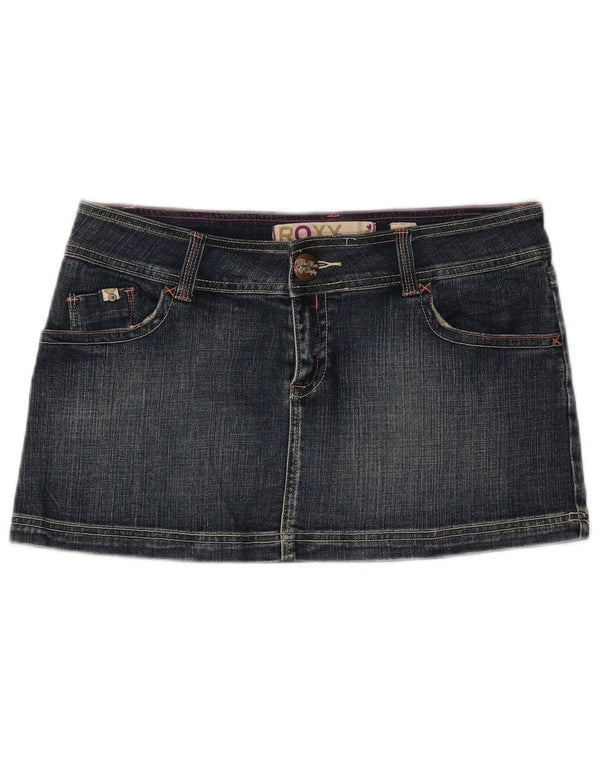 Mini saia jeans Roxy feminina de corte reto EUA 12 grande W32 algodão azul