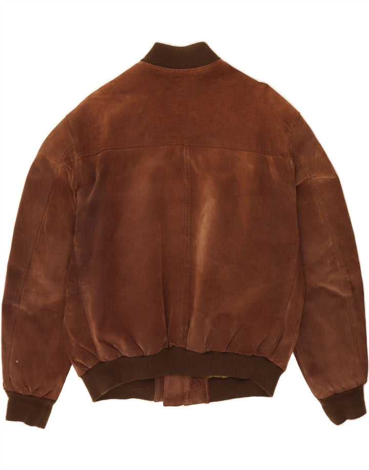 Jaqueta bomber masculina VINTAGE de camurça Reino Unido 40 grande couro marrom