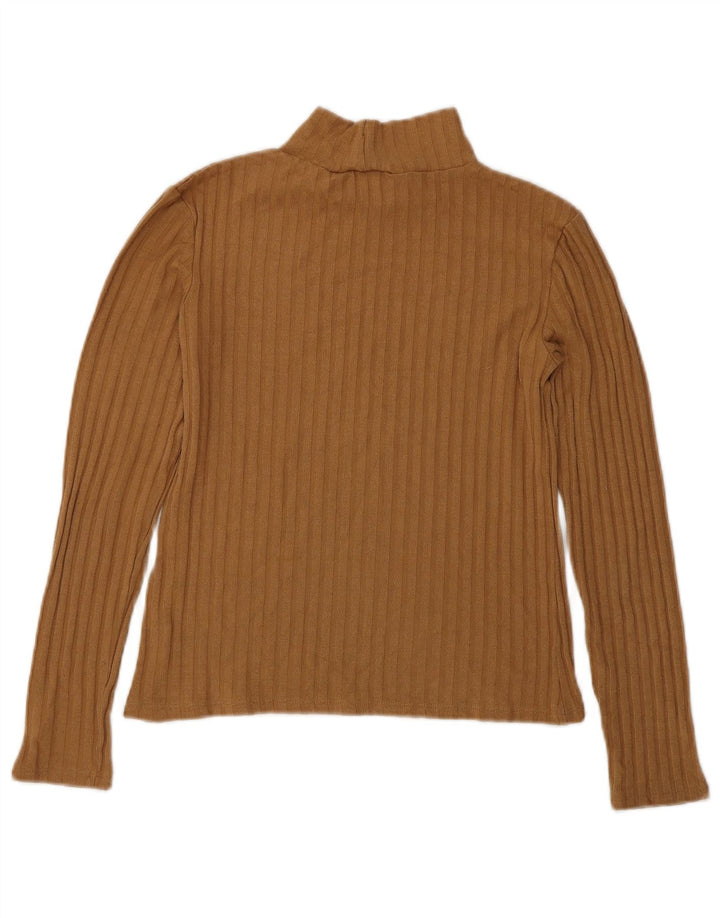 Topshop feminino crop top manga comprida Reino Unido 8 pequeno marrom