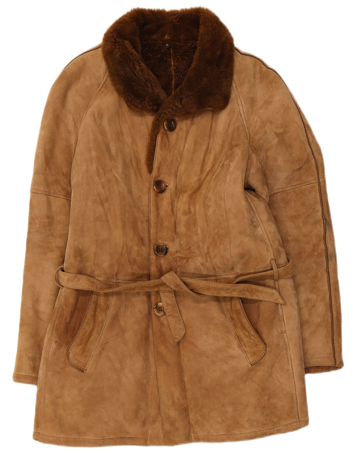 Sobretudo masculino vintage de shearling IT 48 bege médio