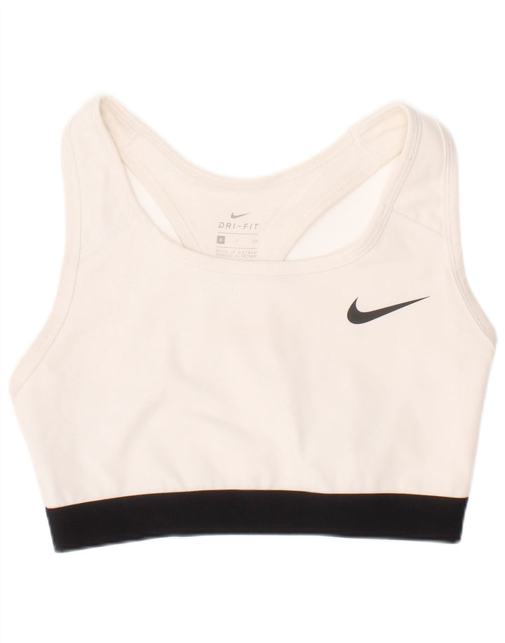 Sutiã esportivo Nike feminino Dri Fit Top pequeno branco poliéster esportivo