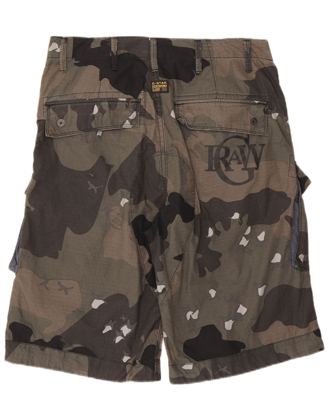 Shorts cargo masculino G-Star W32 algodão camuflado cáqui médio