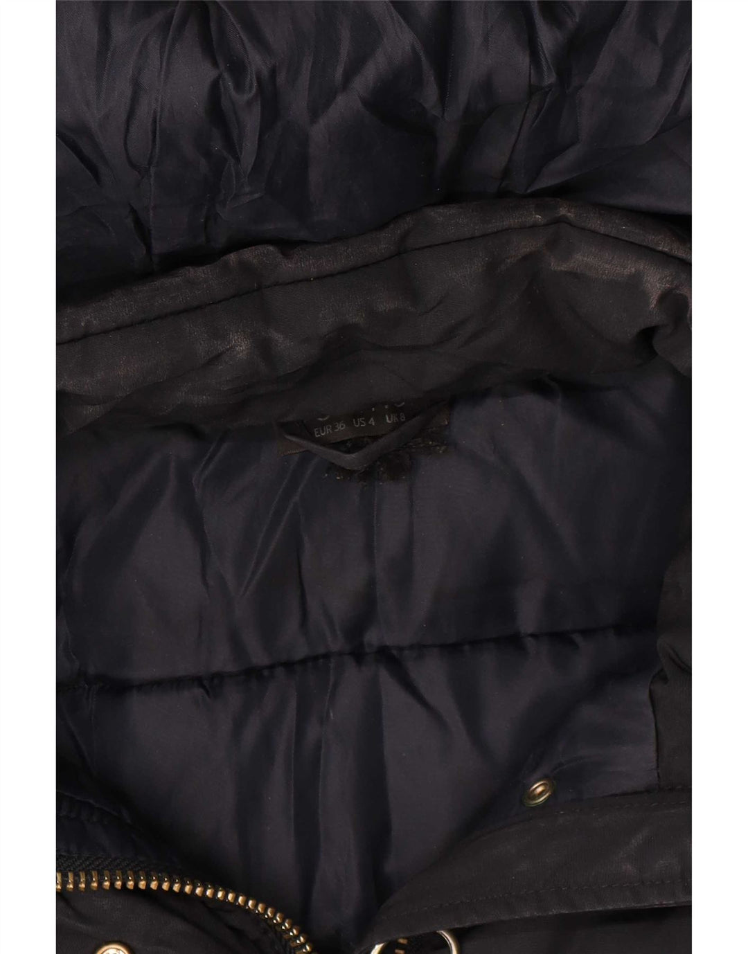 Jaqueta acolchoada com capuz feminina Topshop Reino Unido 8 poliéster azul marinho pequeno