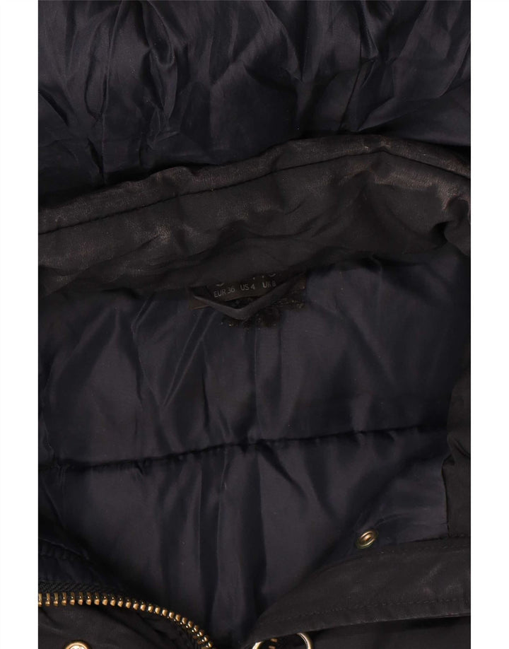Jaqueta acolchoada com capuz feminina Topshop Reino Unido 8 poliéster azul marinho pequeno