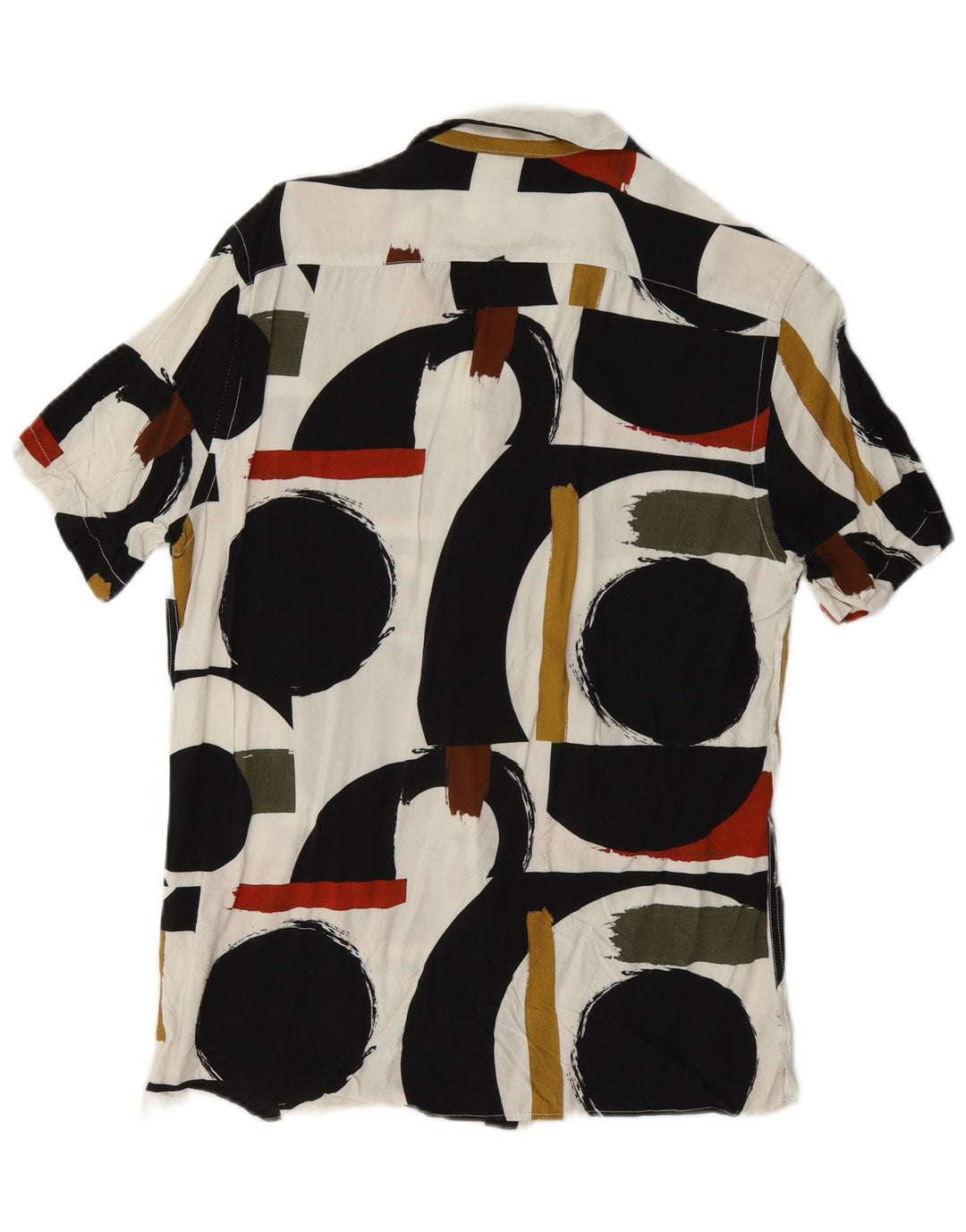 Zara Camisa masculina de manga curta e ajuste relaxado pequena geométrica multicolorida