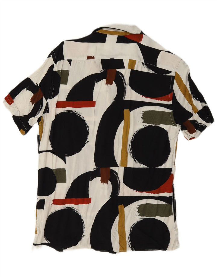 Zara Camisa masculina de manga curta e ajuste relaxado pequena geométrica multicolorida