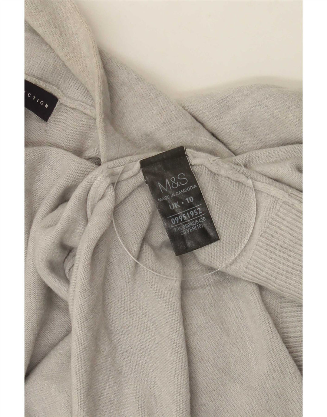 Suéter cardigã feminino Longline da Marks & Spencer Reino Unido 10 pequeno acrílico prateado