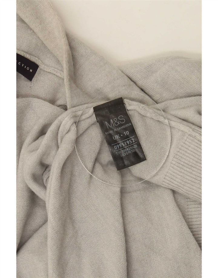 Suéter cardigã feminino Longline da Marks & Spencer Reino Unido 10 pequeno acrílico prateado