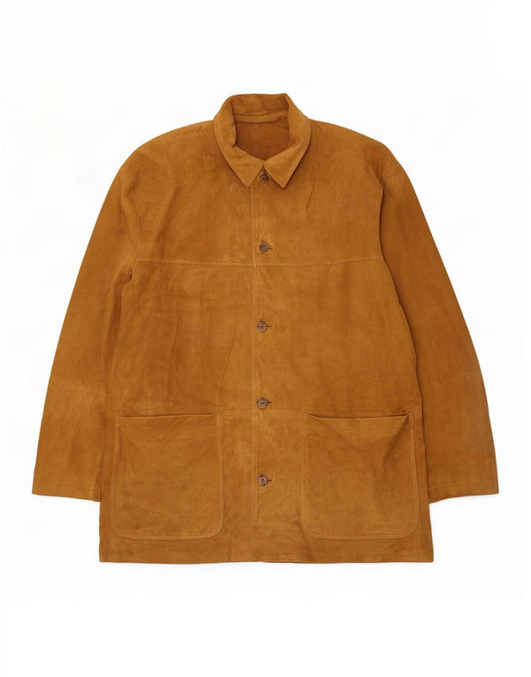 Sobretudo masculino de camurça J. C. Twidd IT 54 2XL couro bege