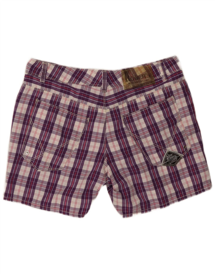 Shorts de natação feminino Roy Rogers W34 grande roxo xadrez poliamida