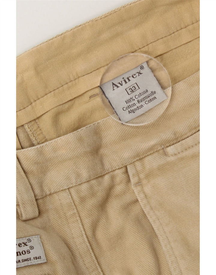 Calça Chino masculina Avirex reta W33 L27 algodão bege