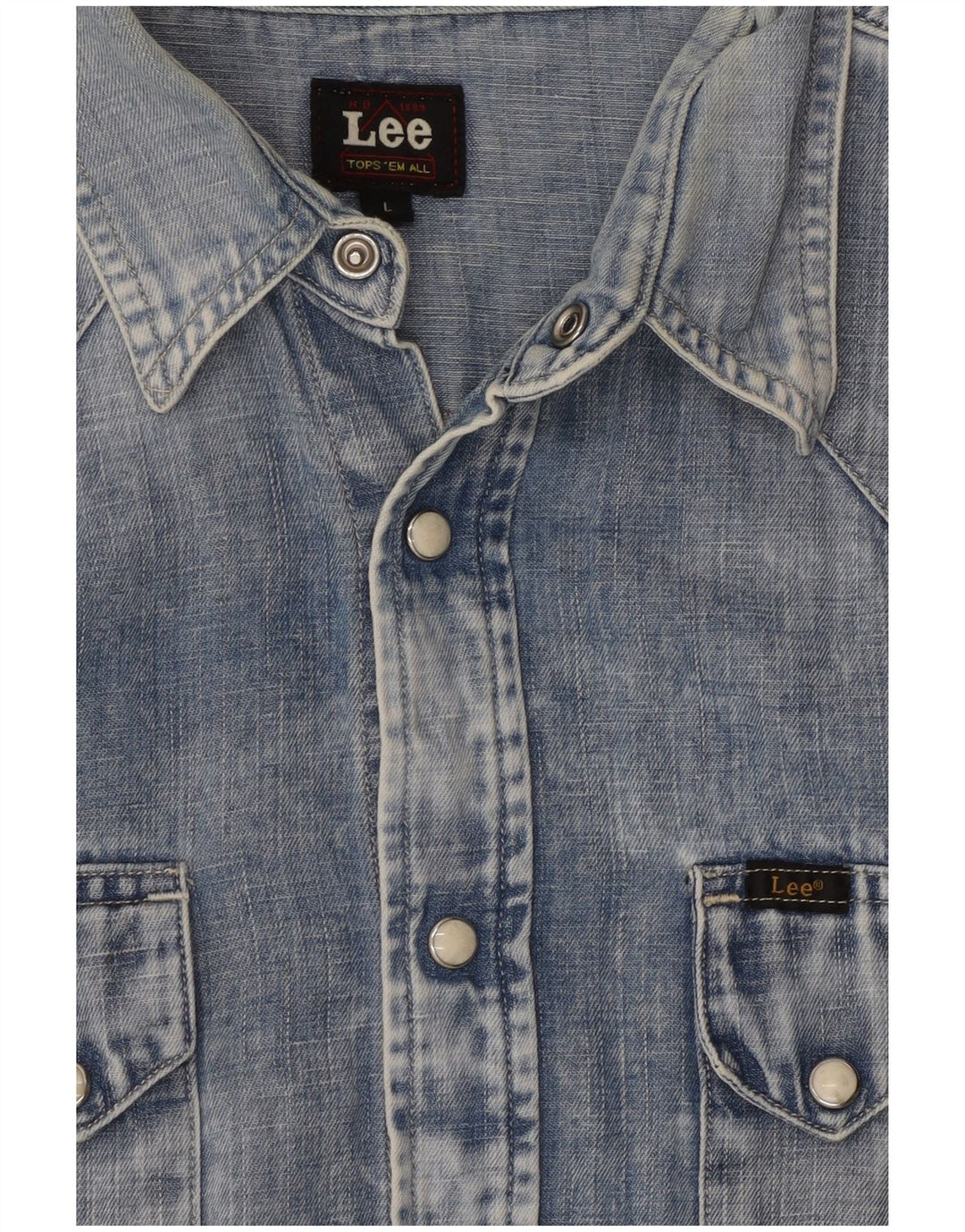 Lee Mens Acid Wash Denim Camisa Grande Algodão Azul