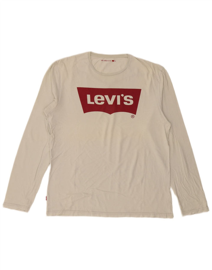 Top gráfico masculino LEVI'S manga comprida grande algodão branco