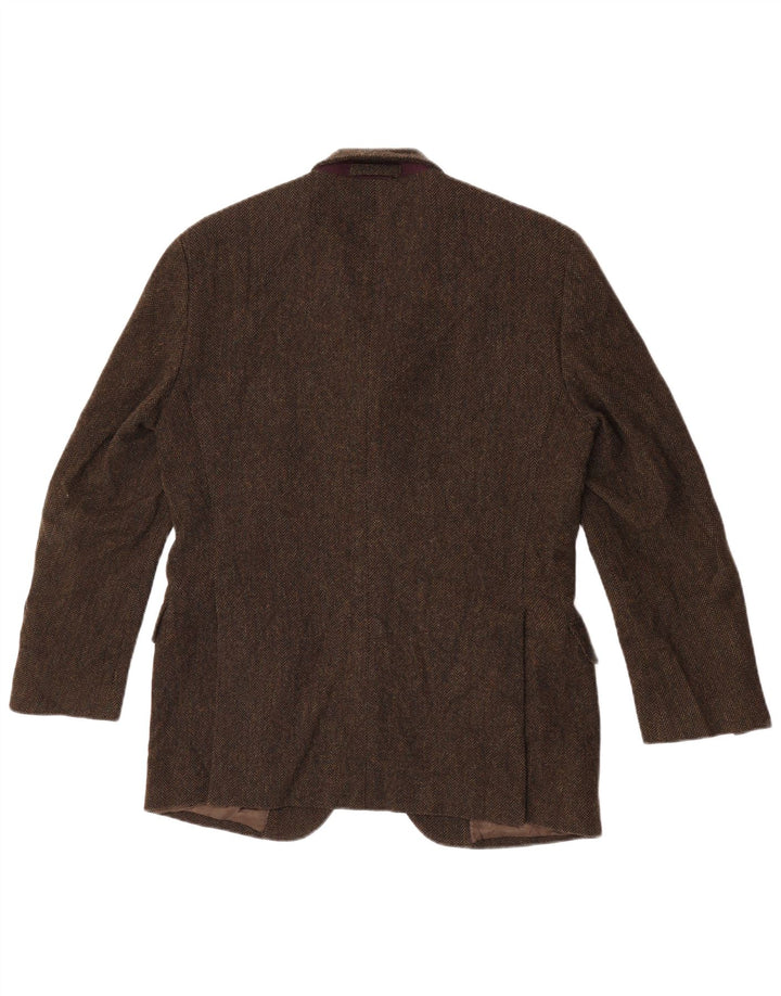 Jaqueta Blazer Masculina Massimo Dutti com 3 Botões UE 48 Médio Cáqui Espinha de Peixe