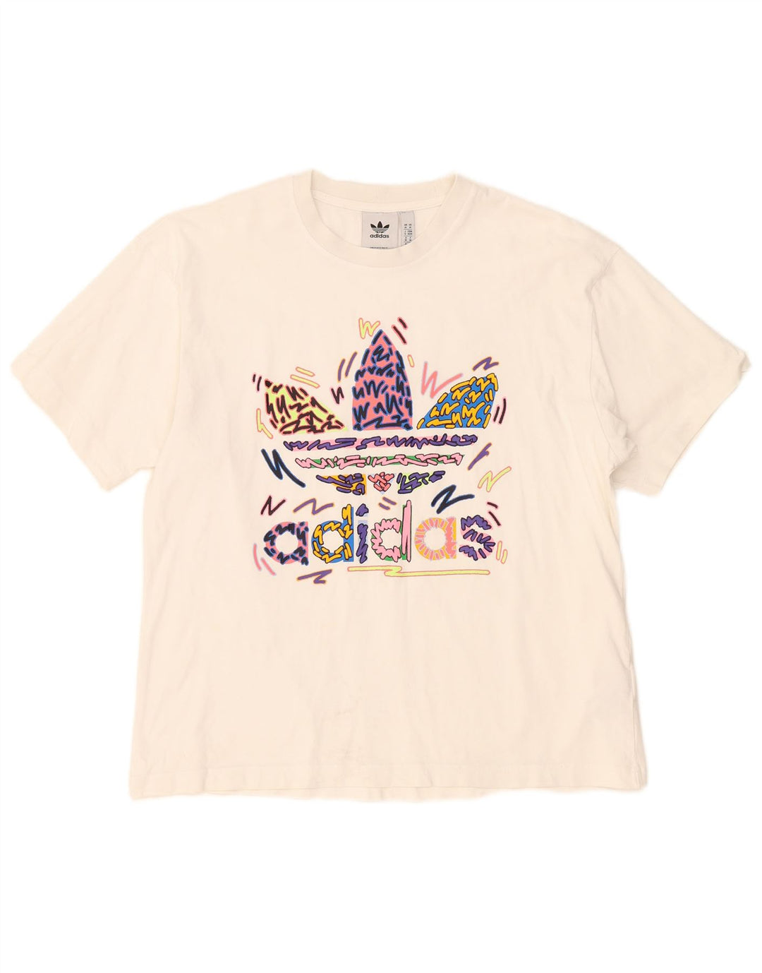 Adidas Mens Graphic T-Shirt Top Médio Algodão Branco