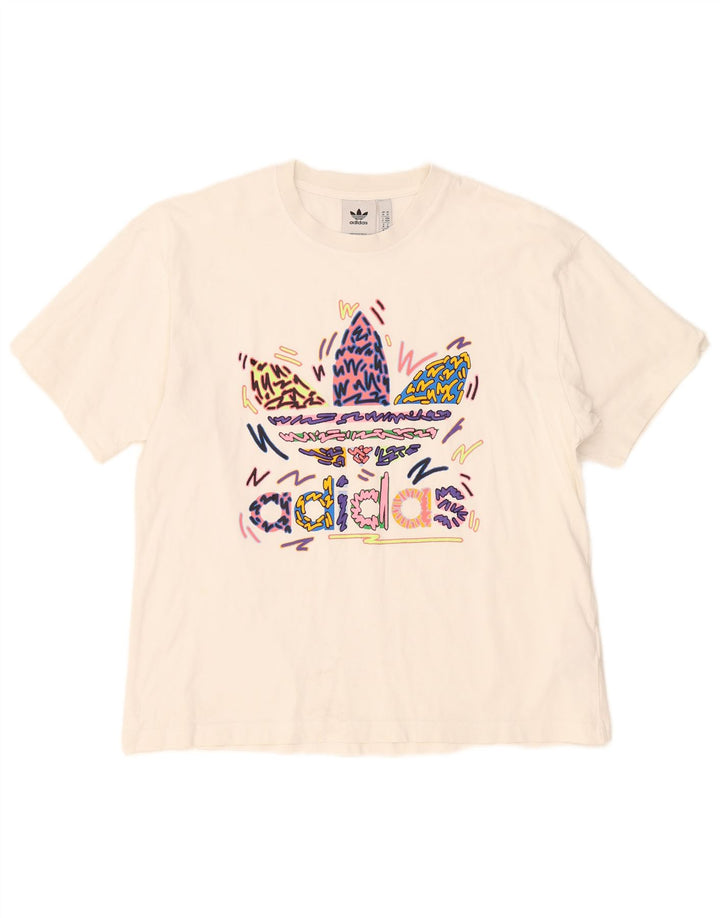 Adidas Mens Graphic T-Shirt Top Médio Algodão Branco