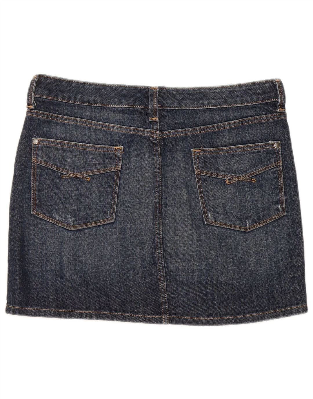 Mini saia jeans feminina Gap Reino Unido 12 médio W32 algodão azul marinho