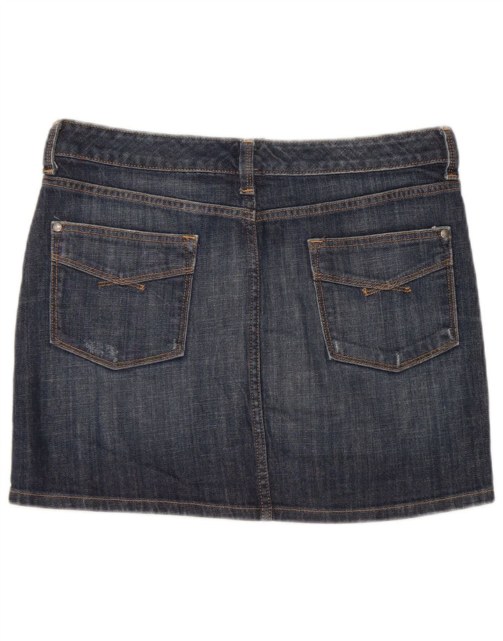 Mini saia jeans feminina Gap Reino Unido 12 médio W32 algodão azul marinho