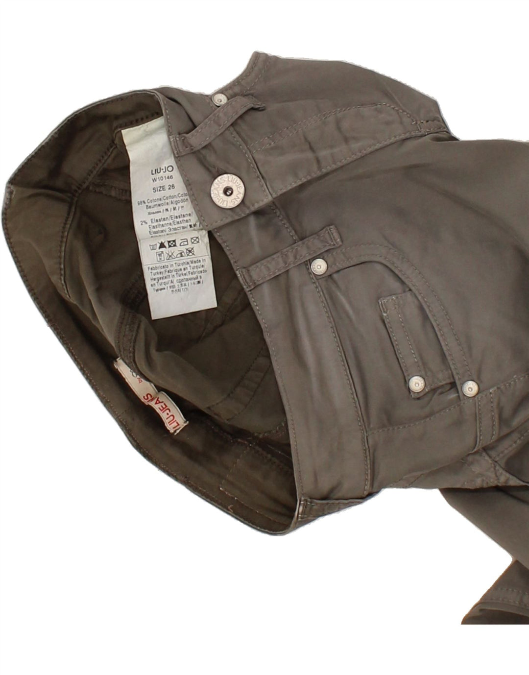 LIU JO Womens Straight Casual Trousers W26 L31 Grey Cotton Vintage Liu Jo and Second-Hand Liu Jo from Messina Hembry 
