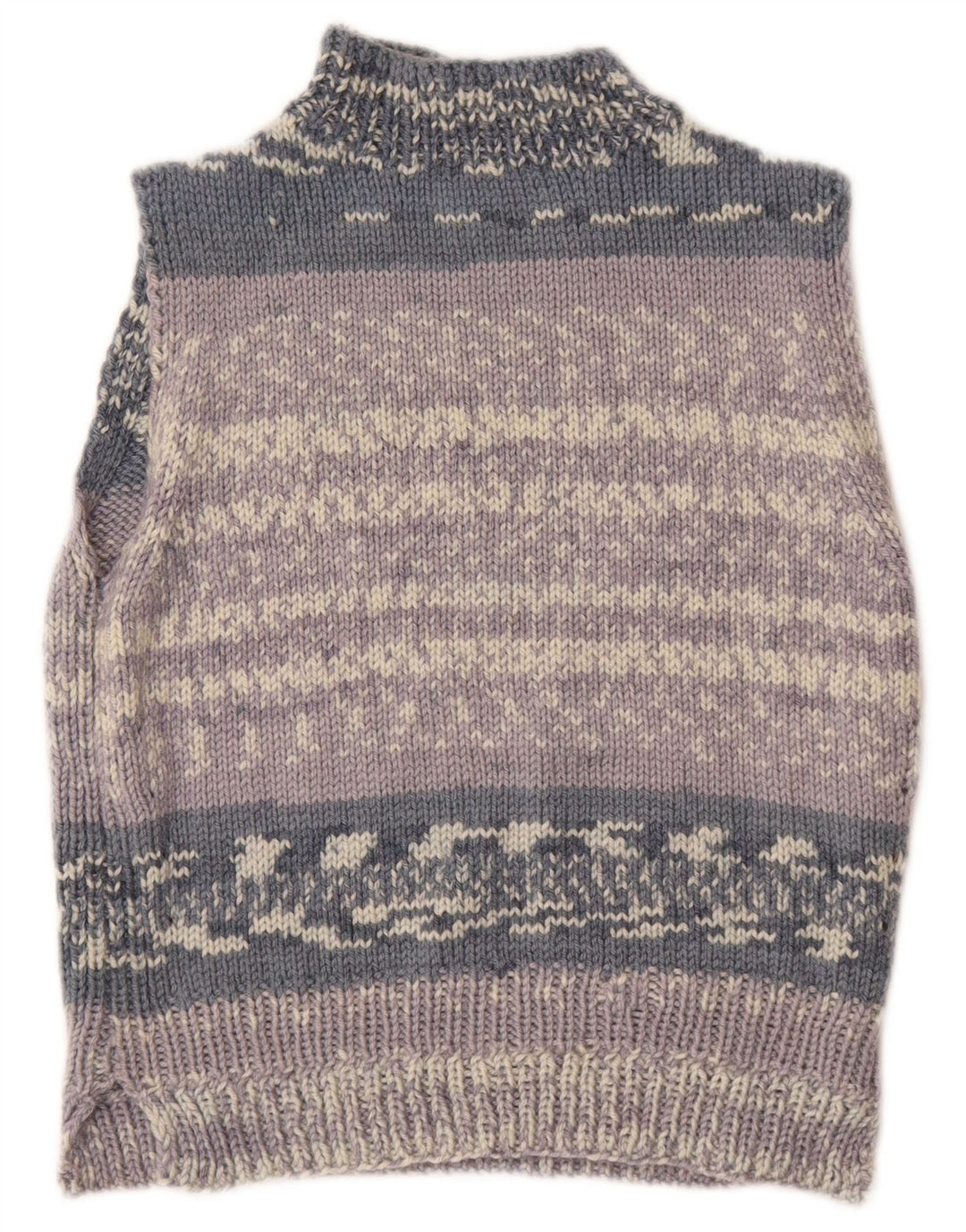 Colete feminino vintage regata UK 14 listrado cinza médio
