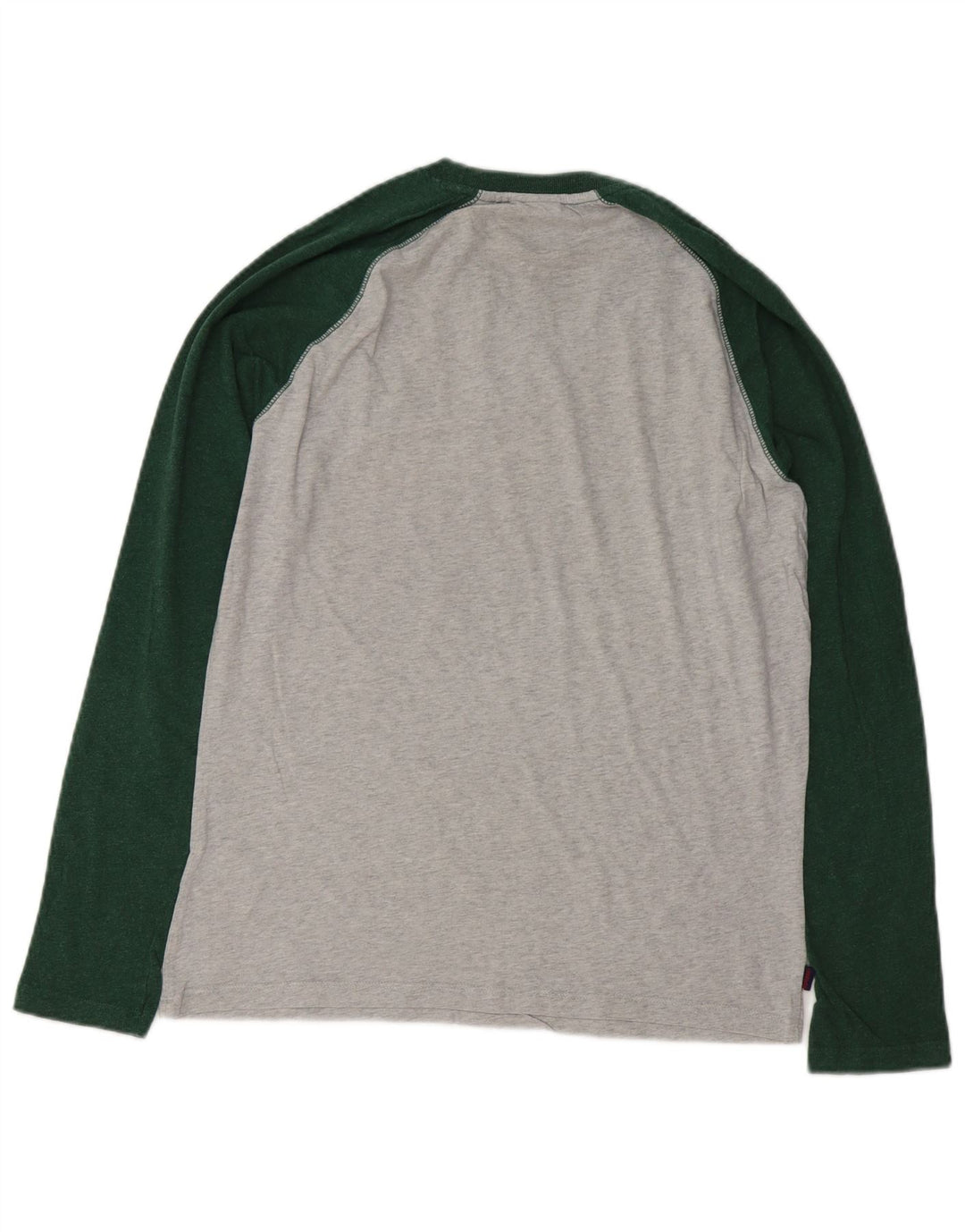 SUPERDRY Camiseta masculina de manga comprida cinza médio algodão colorblock
