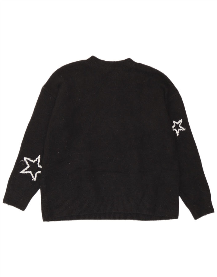 Suéter feminino Marks & Spencer com gola redonda Reino Unido 14 médio preto
