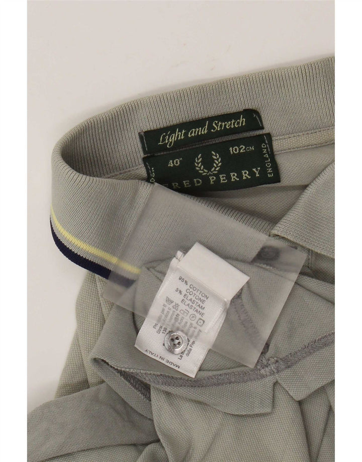 Camisa polo masculina Fred Perry pequena listrada cinza de algodão