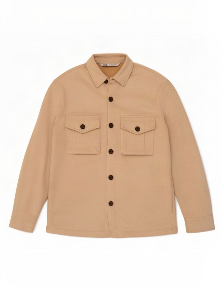 Jaqueta bomber masculina Zara UK 36 pequena poliéster branco