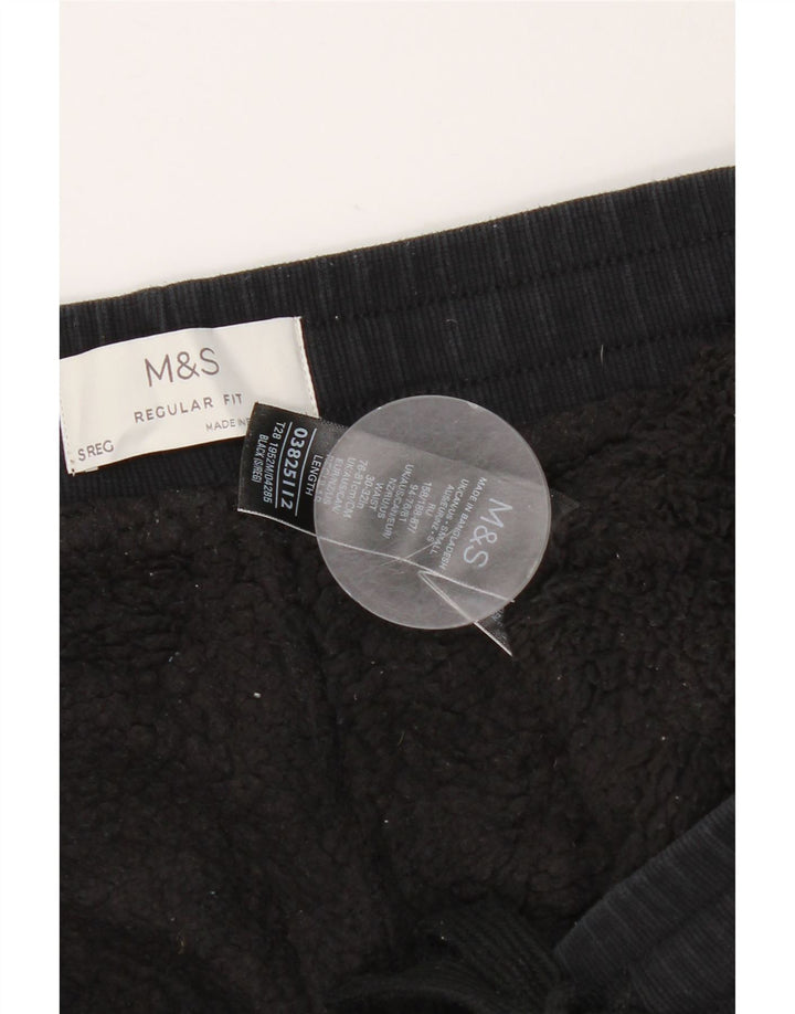Calça corta-vento masculina Marks & Spencer de ajuste regular, pequena, preta, de algodão