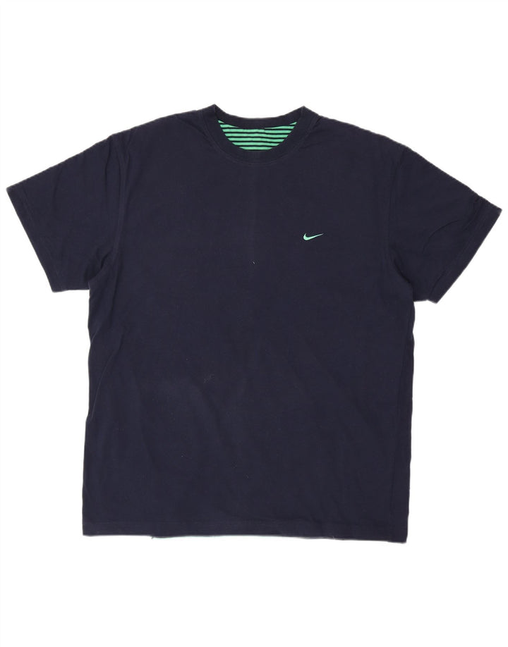 Camiseta masculina NIKE Top grande algodão azul marinho