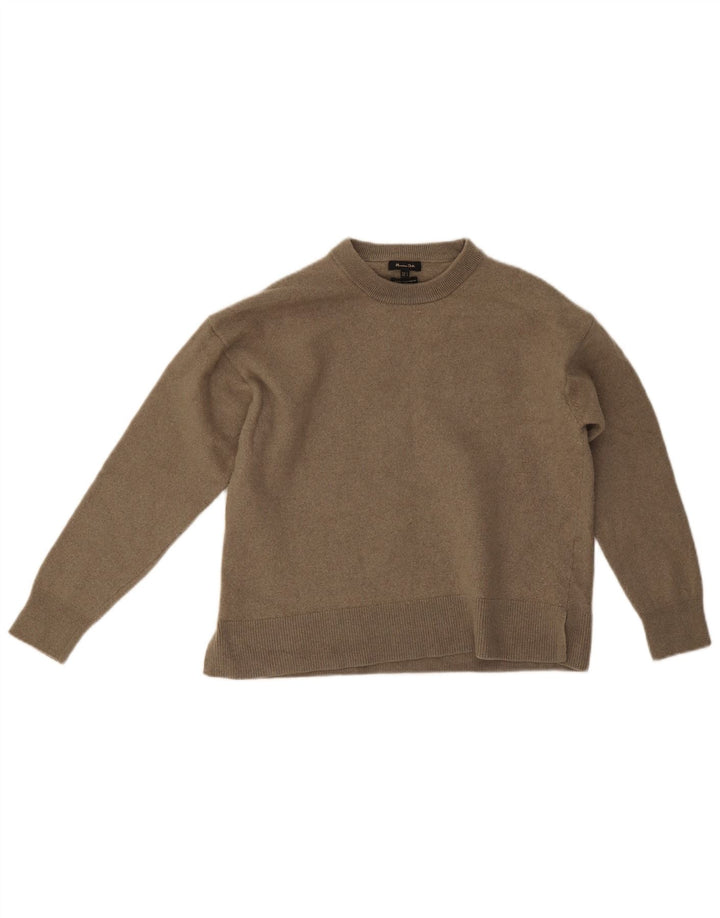 Suéter feminino Massimo Dutti com gola redonda Reino Unido 14 grande lã cinza