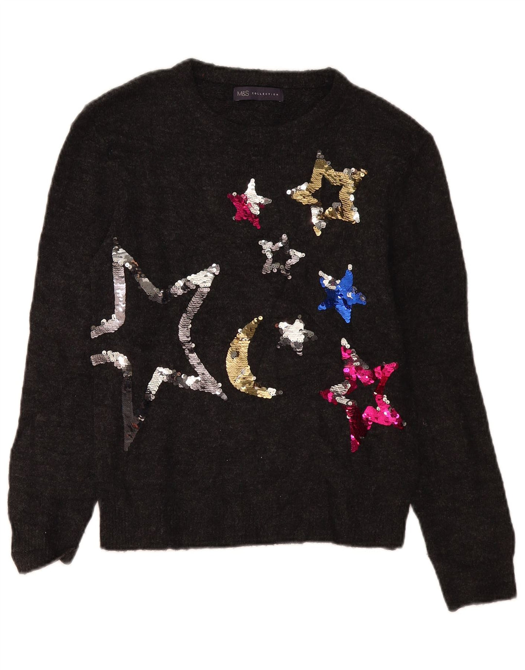 Suéter feminino Marks & Spencer com gola canoa e gola redonda Reino Unido 10 pequeno cinza