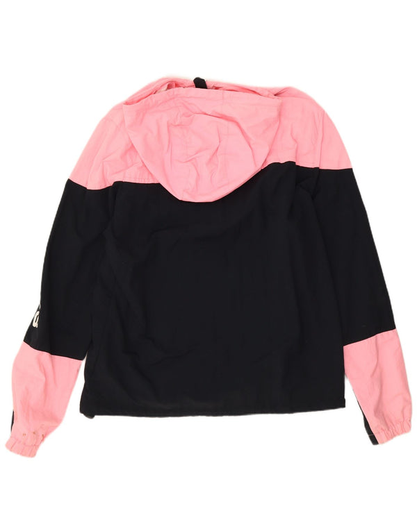 Jaqueta de chuva feminina Superdry com capuz gráfico UK 18 XL preto colorblock nylon