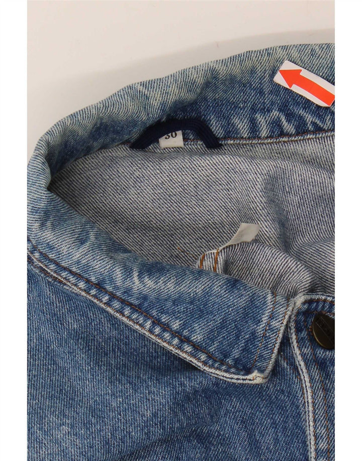 Jaqueta jeans masculina fechada Reino Unido 38 algodão azul médio