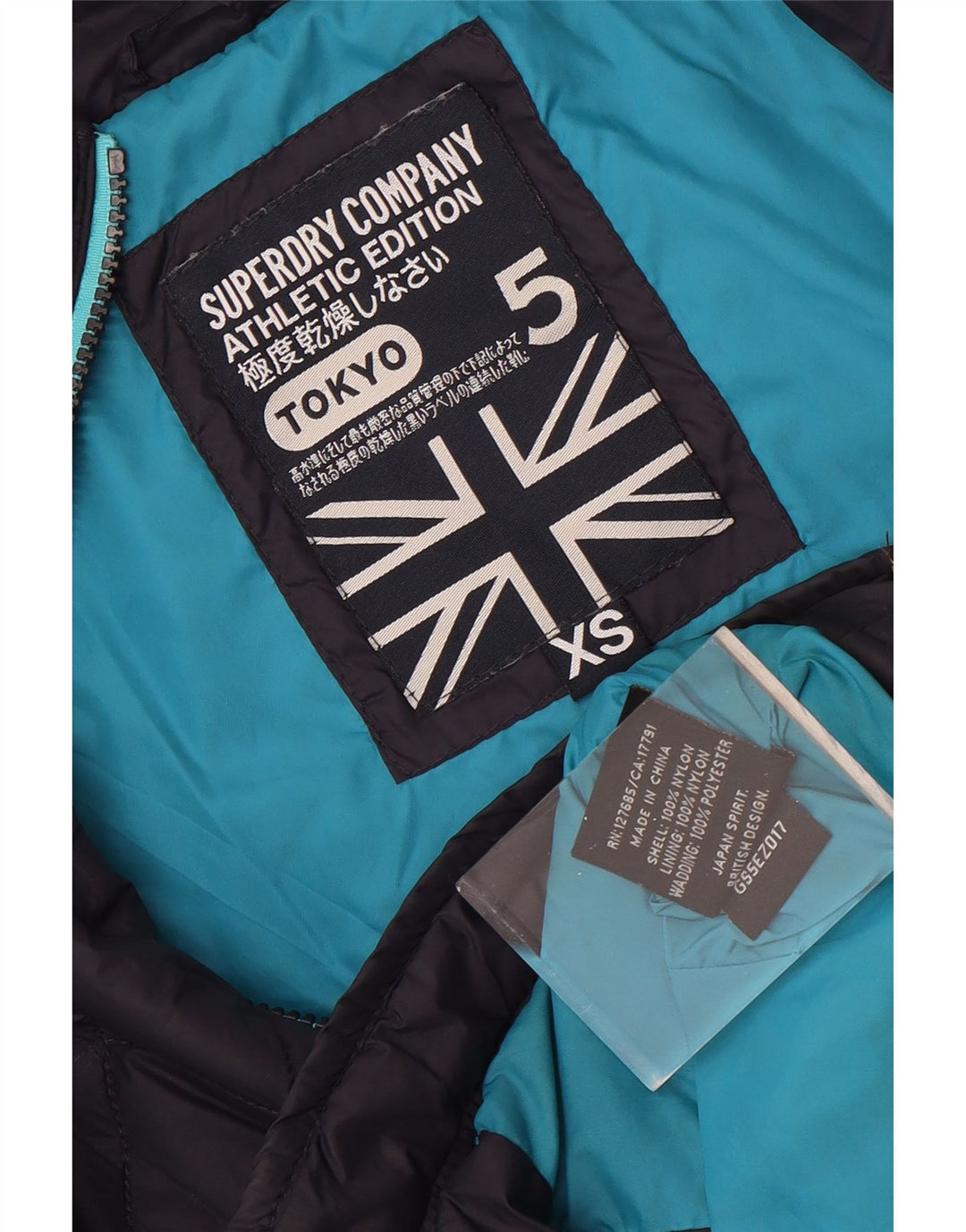 Jaqueta acolchoada com capuz feminina Superdry UK 6 XS azul marinho