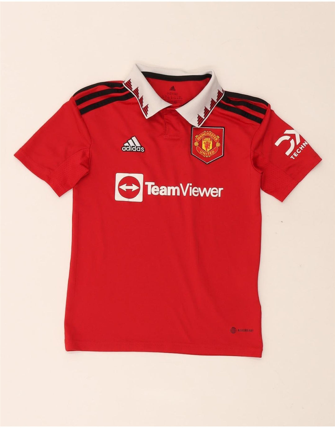 ADIDAS Boys Manchester United Graphic Polo Shirt 9-10 Years Vermelho Poliéster
