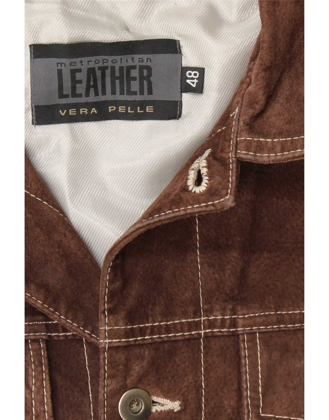 Metropolitan Mens Bomber Suede Jacket IT 48 Couro Marrom Médio