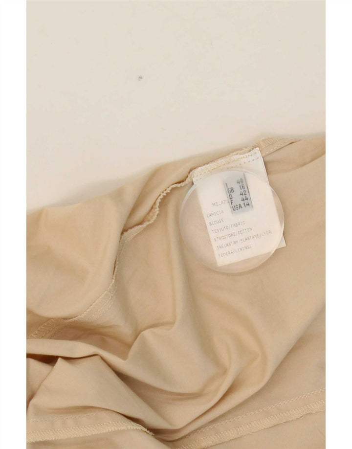 Camisa feminina ALVIERO MARTINI UK 16 grande algodão bege