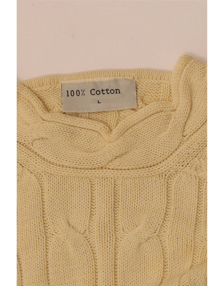 Suéter vintage masculino com gola redonda, grande algodão amarelo