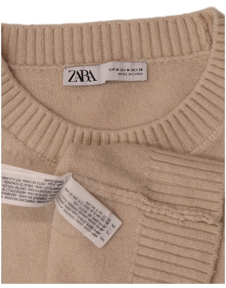 Regata feminina Zara com colete curto UK 12 poliéster bege médio