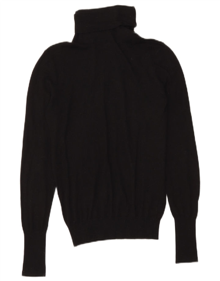 Zara Suéter feminino com gola redonda e gola alta Reino Unido 10 pequeno modal preto