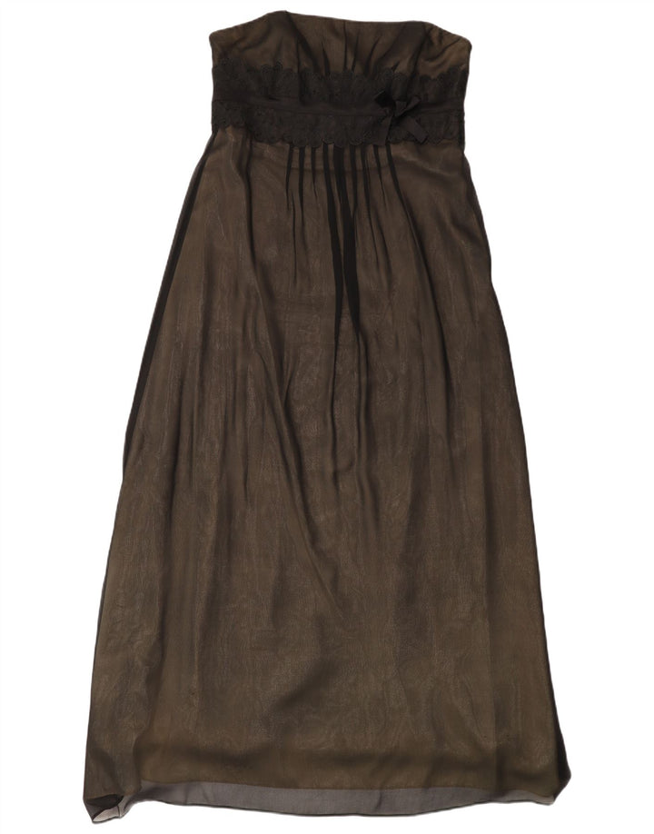 Vestido feminino Monsoon sem alças UK 14 grande seda preta